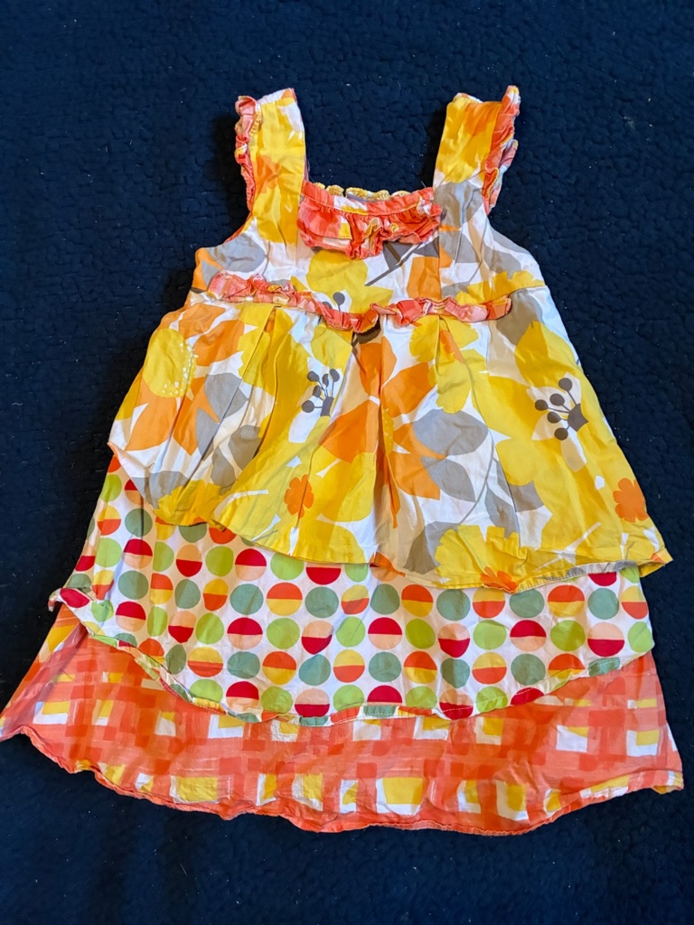Jelly The Pug yellow floral 3 tier dress